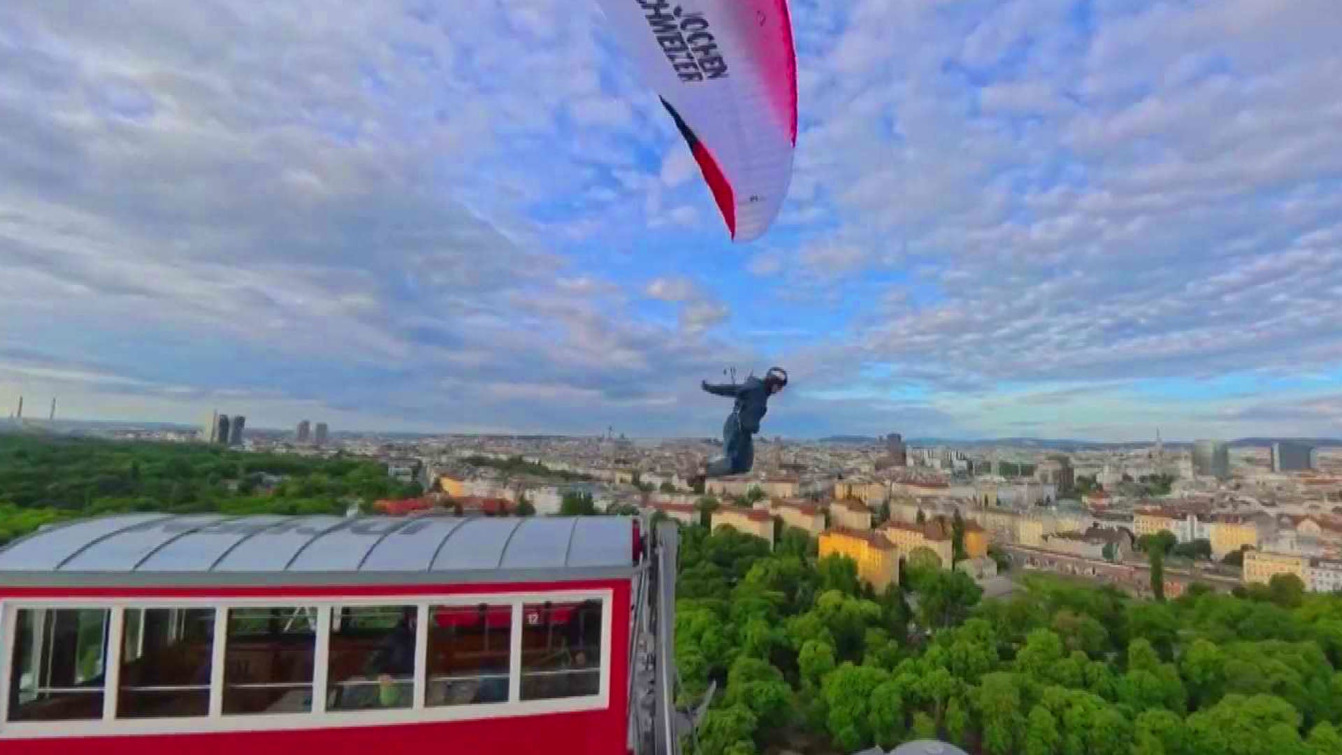 Paraglider jumping