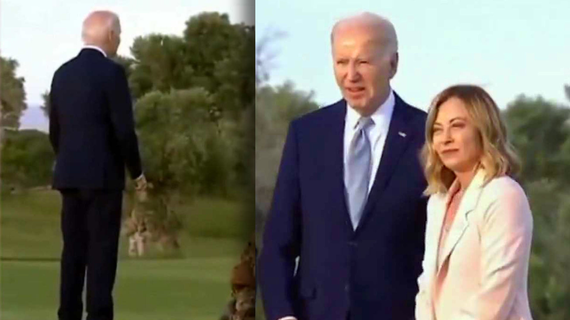 Deep Fake Joe Biden standing with his back to camera / Deep Fake Joe Biden looking confused
