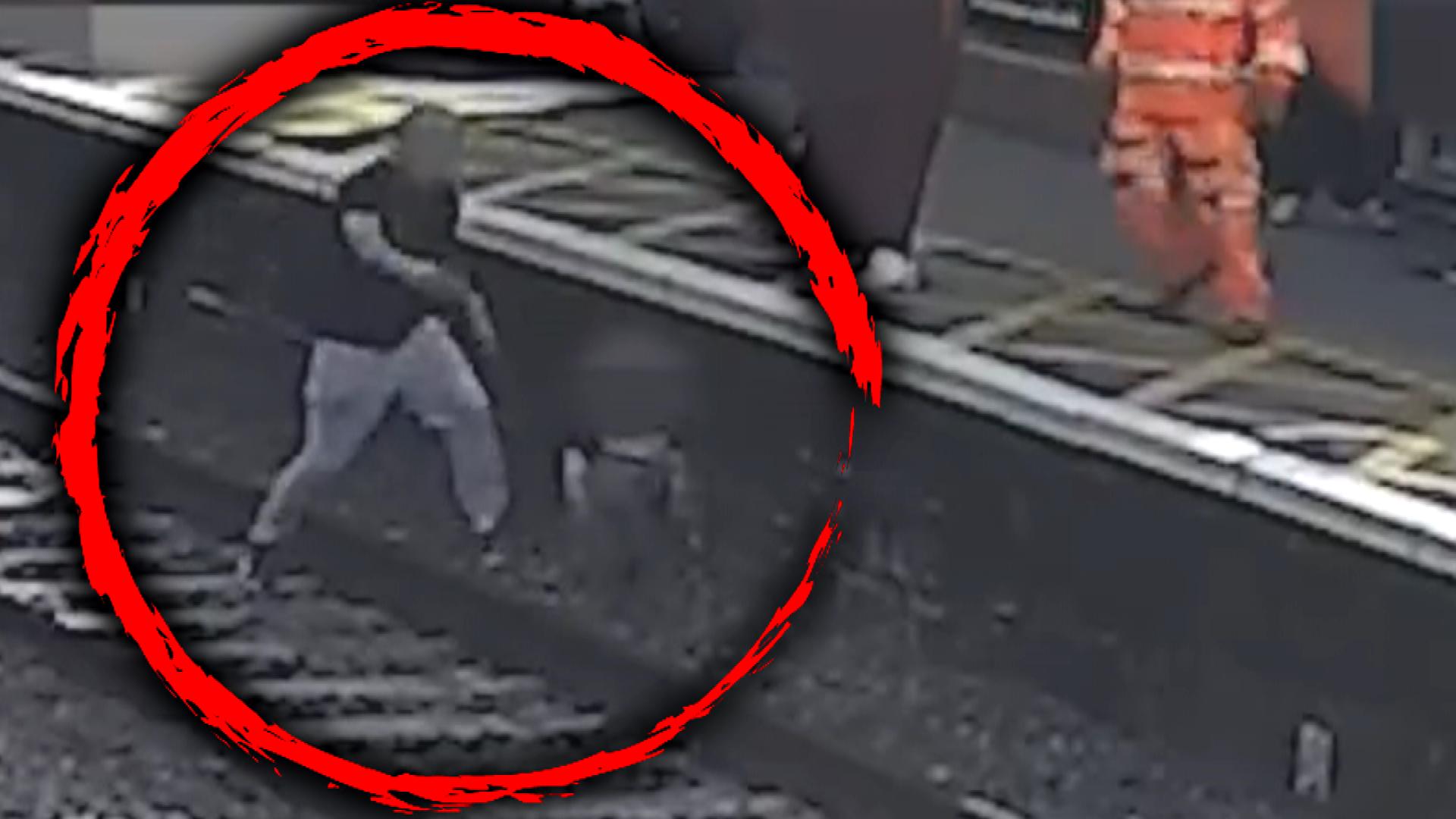 A child was pulled from the tracks mere seconds before a train sped through a station.