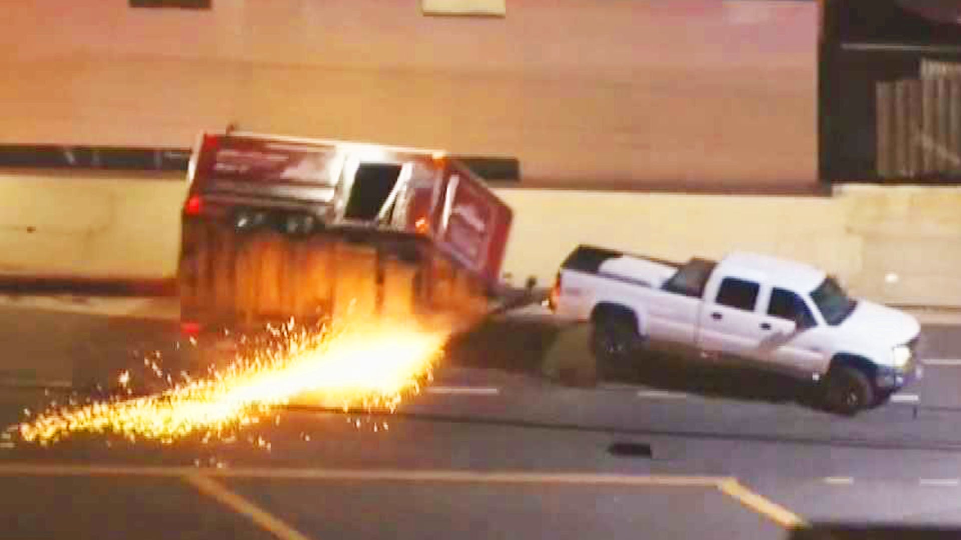 Sparks Fly as Stolen Coffee Truck Topples Over