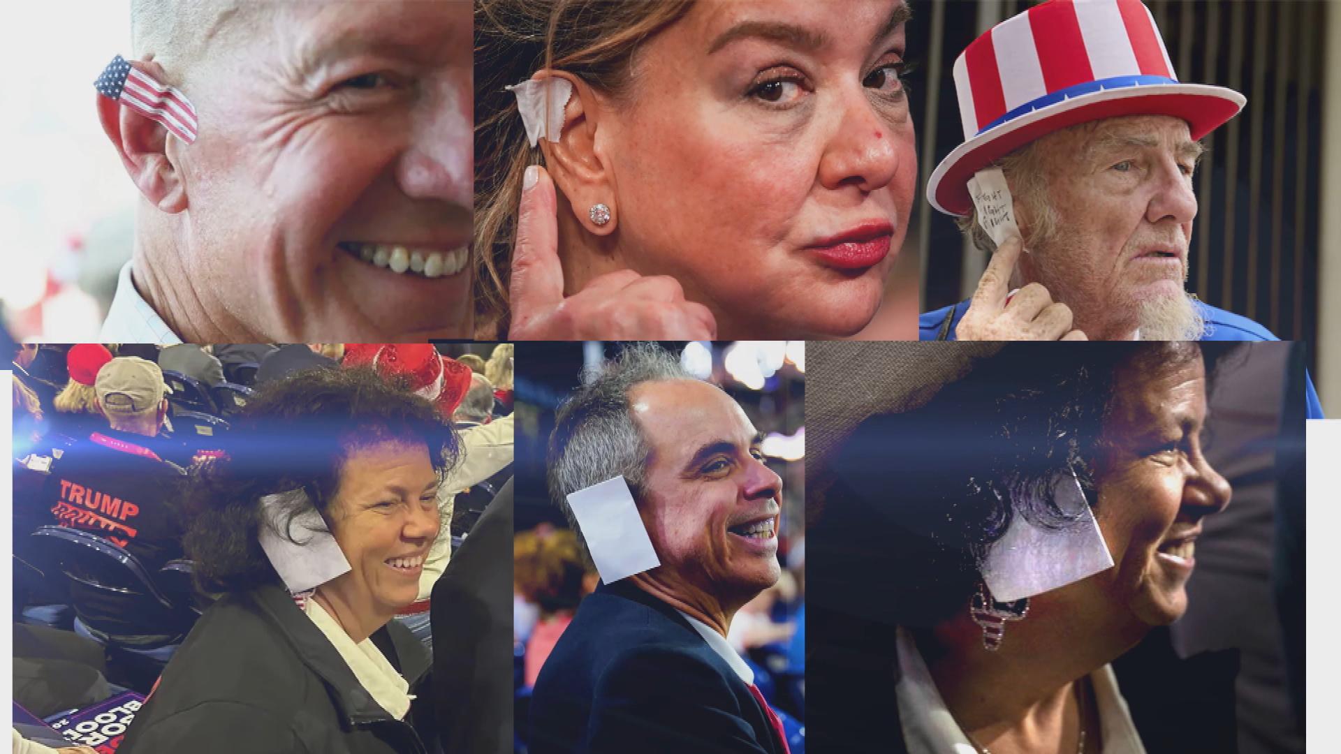 Donald Trump Supporters Wear Ear Bandages at 2024 RNC