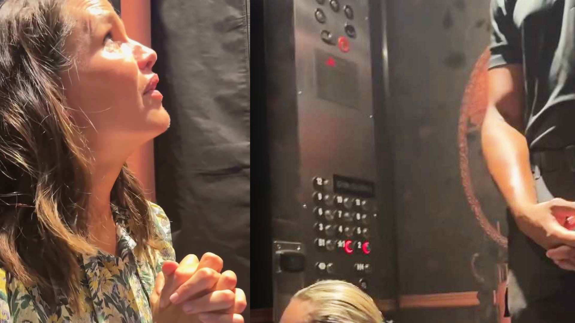 Jennifer Garner praying in elevator / Other people stuck in the elevator
