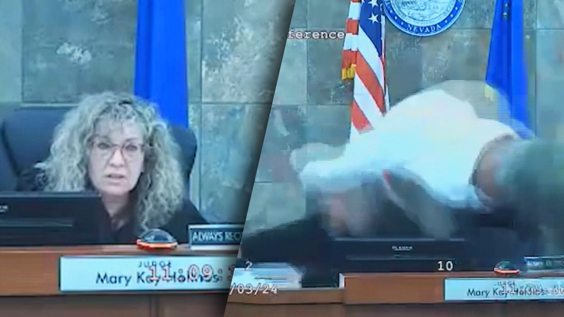 Judge Mary Kay Holthus / defendant attacking judge