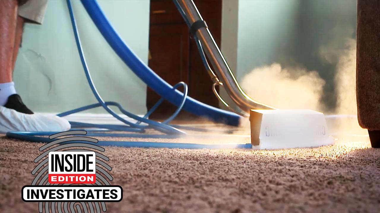 Steam cleaning carpet floor