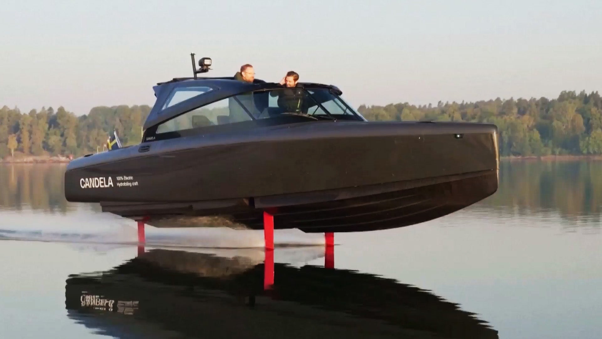 Electric boat raised above water