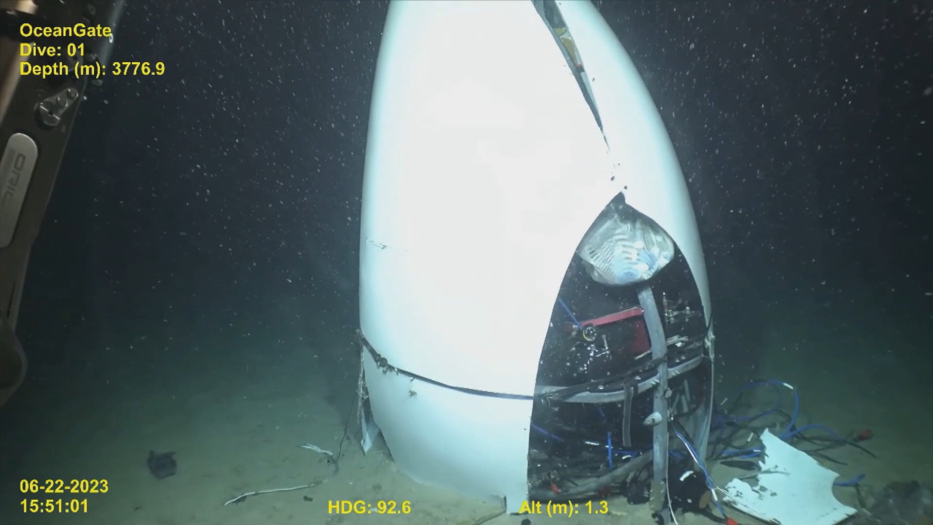 The Coast Guard Marine Board of Investigation has released video of part of the Titan Submersible on the ocean floor about 990 feet from the Titanic wreckage. 