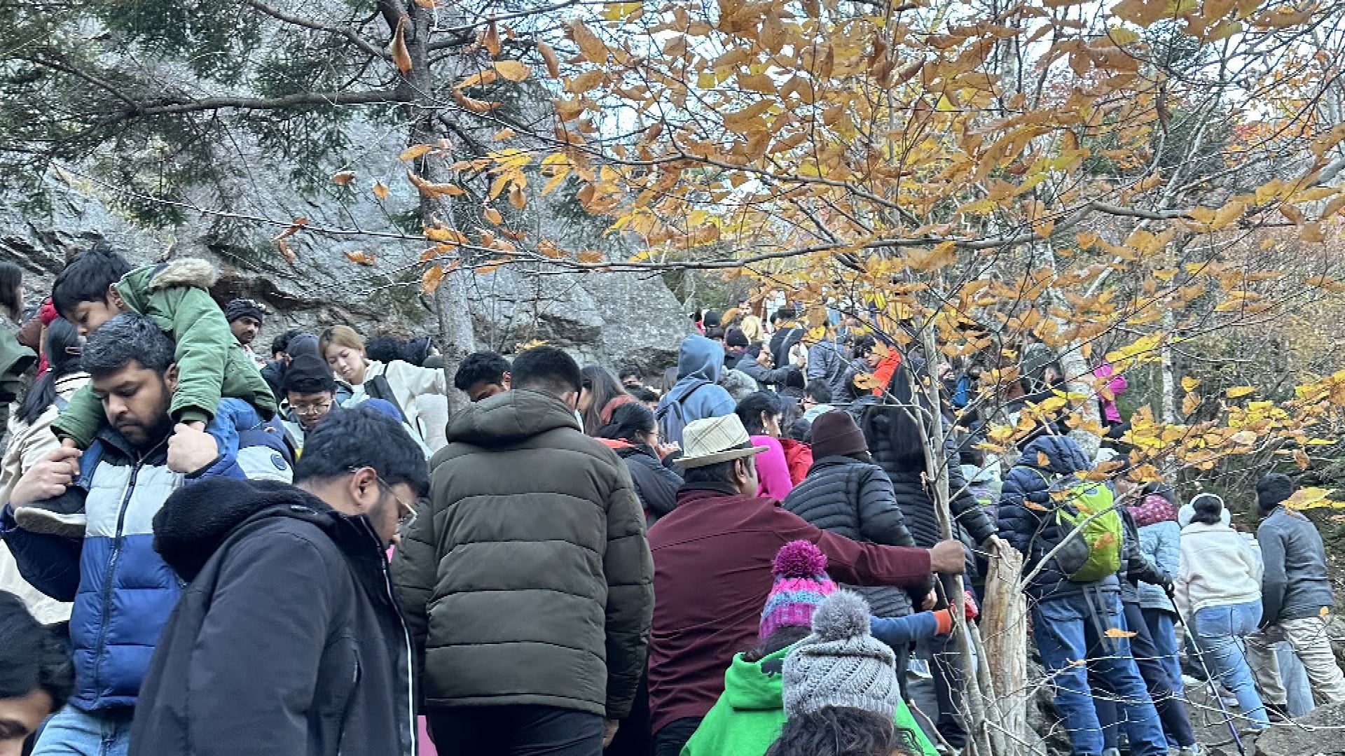 'Human Traffic Jam' on New Hampshire Trail 