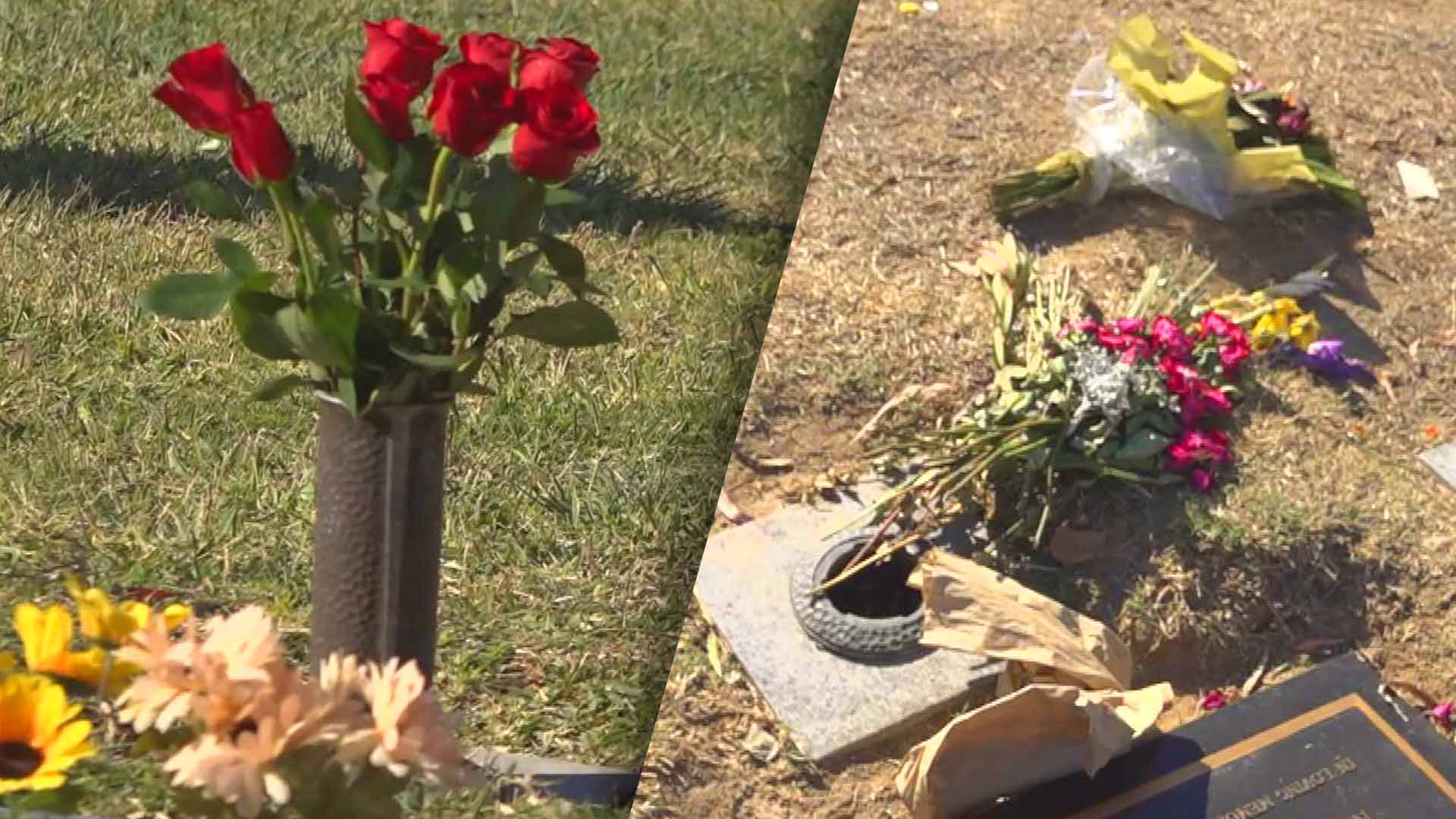 Thieves are stealing bronze flower vases from a cemetery in San Diego, California