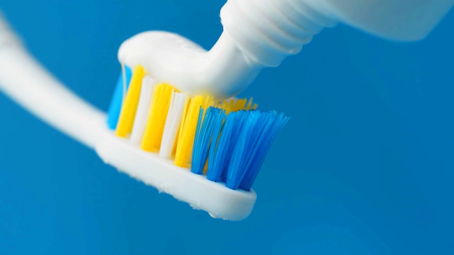 toothpaste on a toothbrush