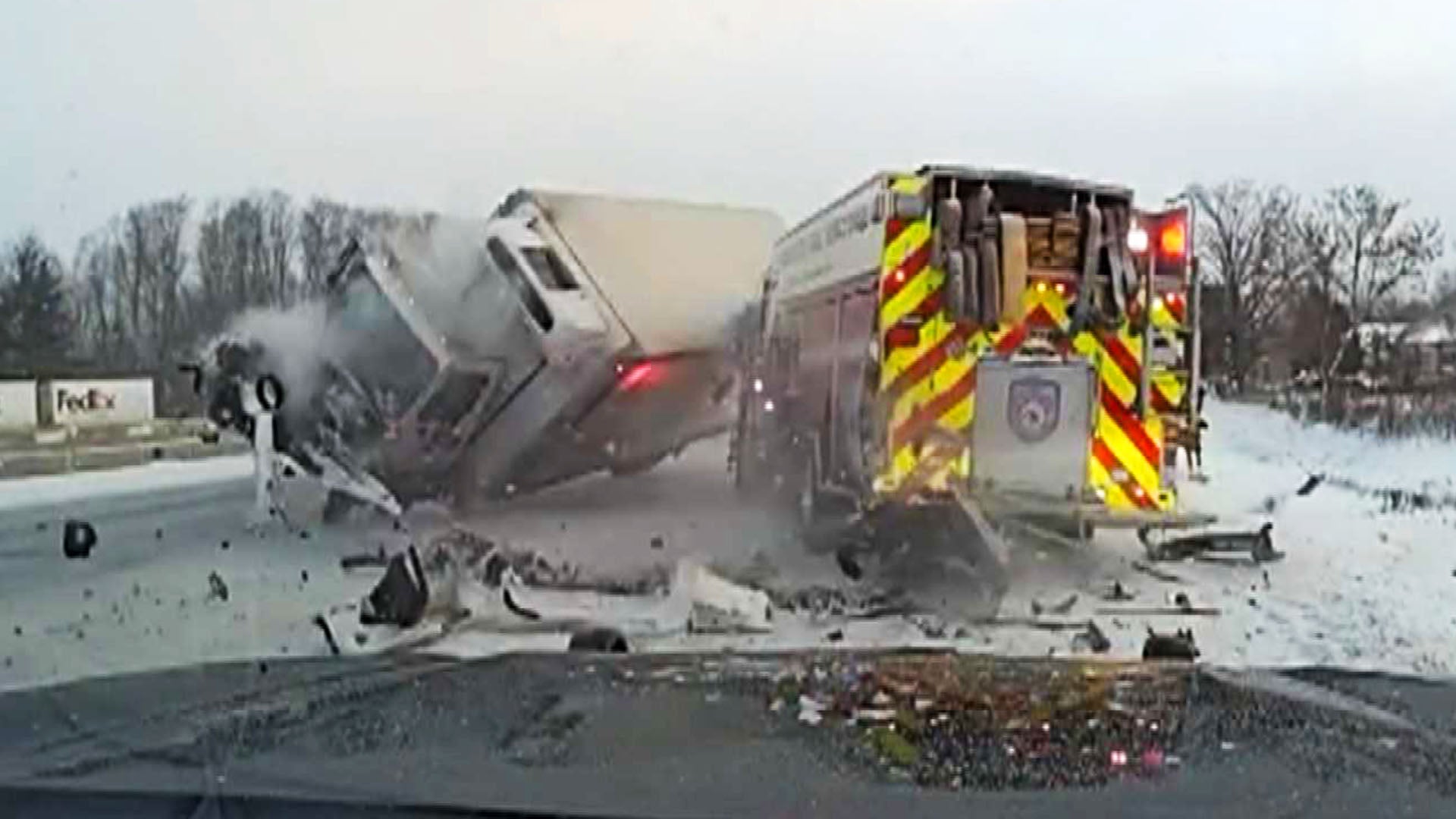 Truck Slams Into Fire Engine