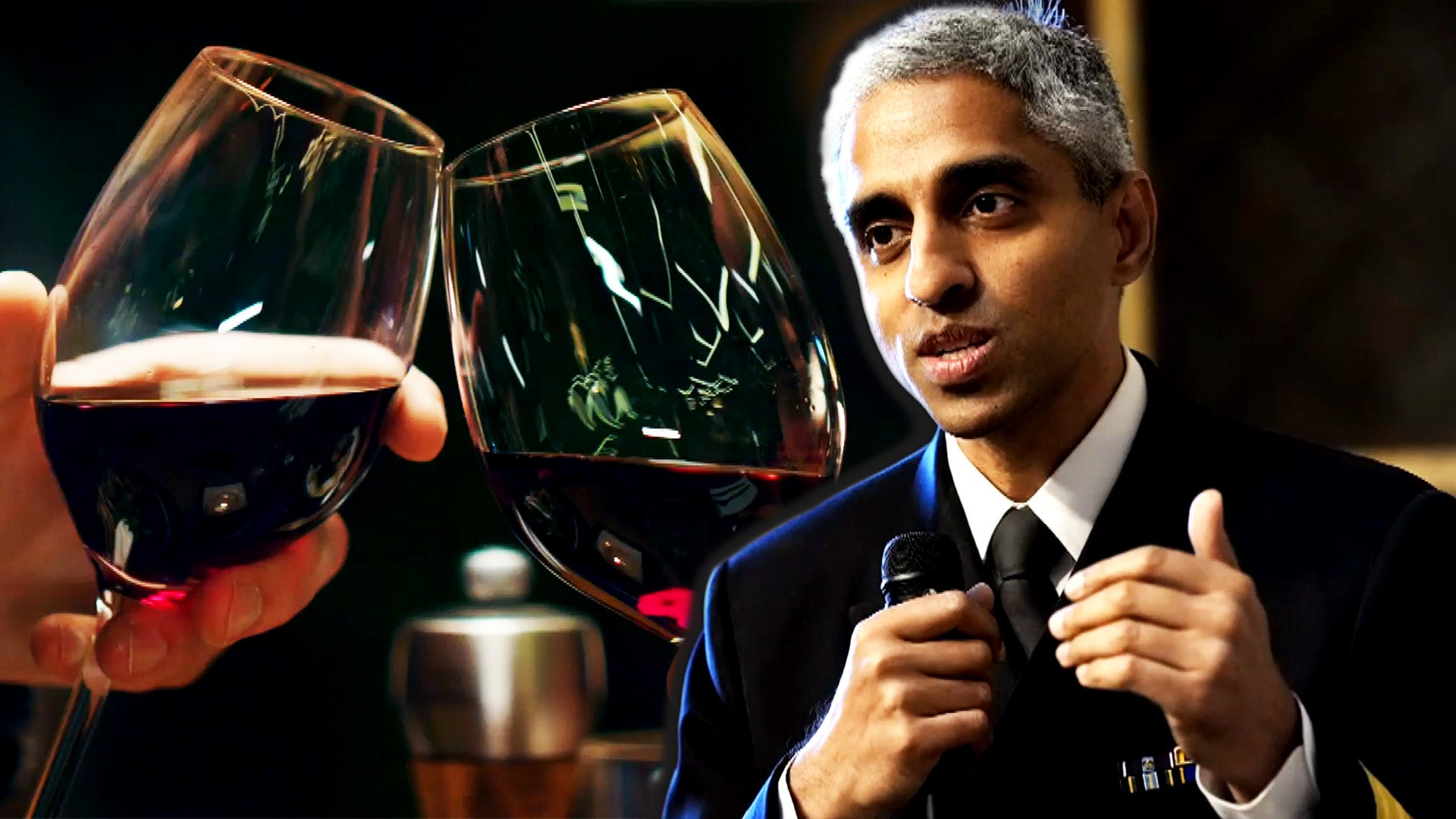 Wine classes clinking;, Surgeon General Dr. Vivek Murthy