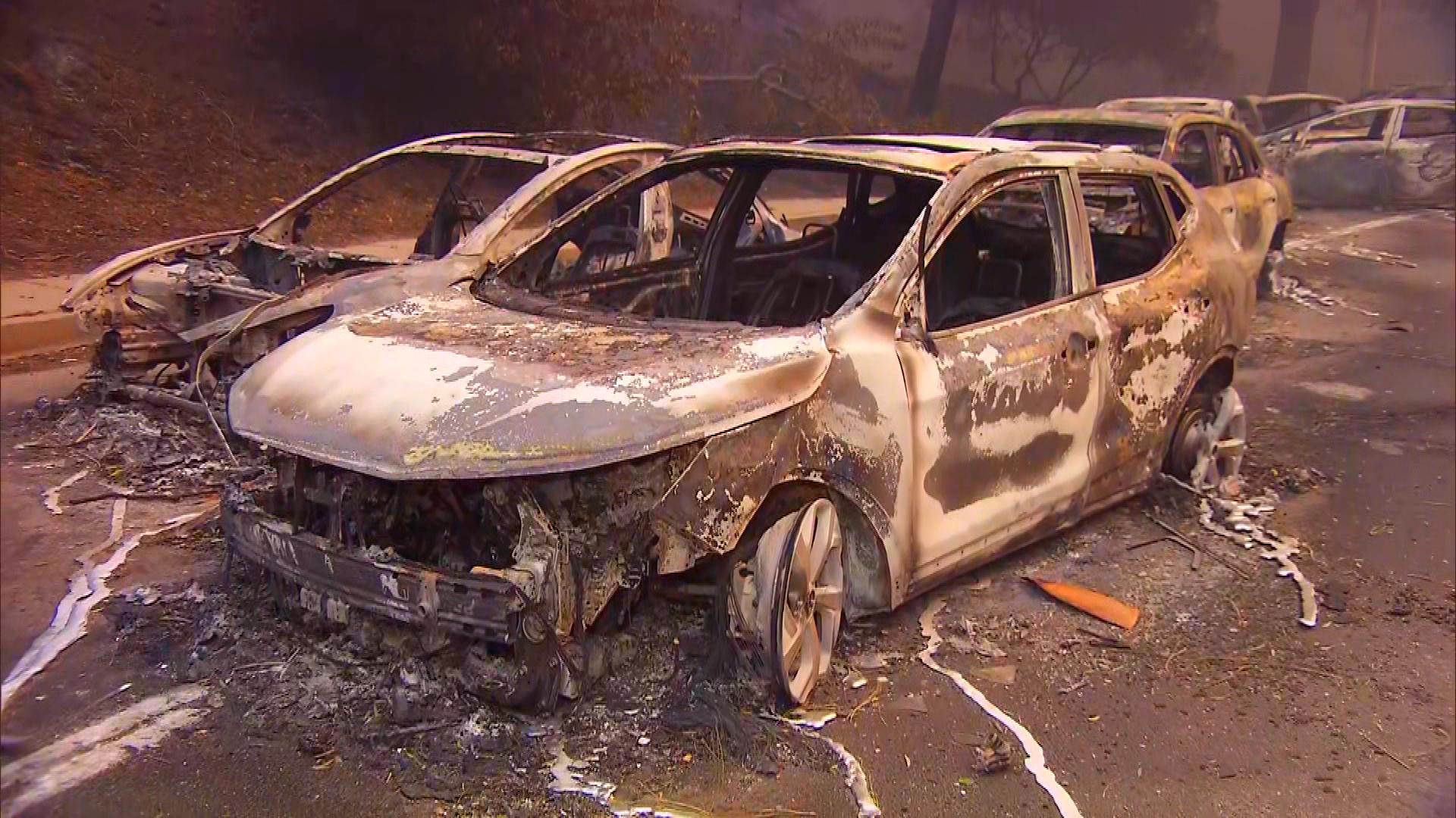 Motorists Leave Cars on Sunset Boulevard During LA Wildfire