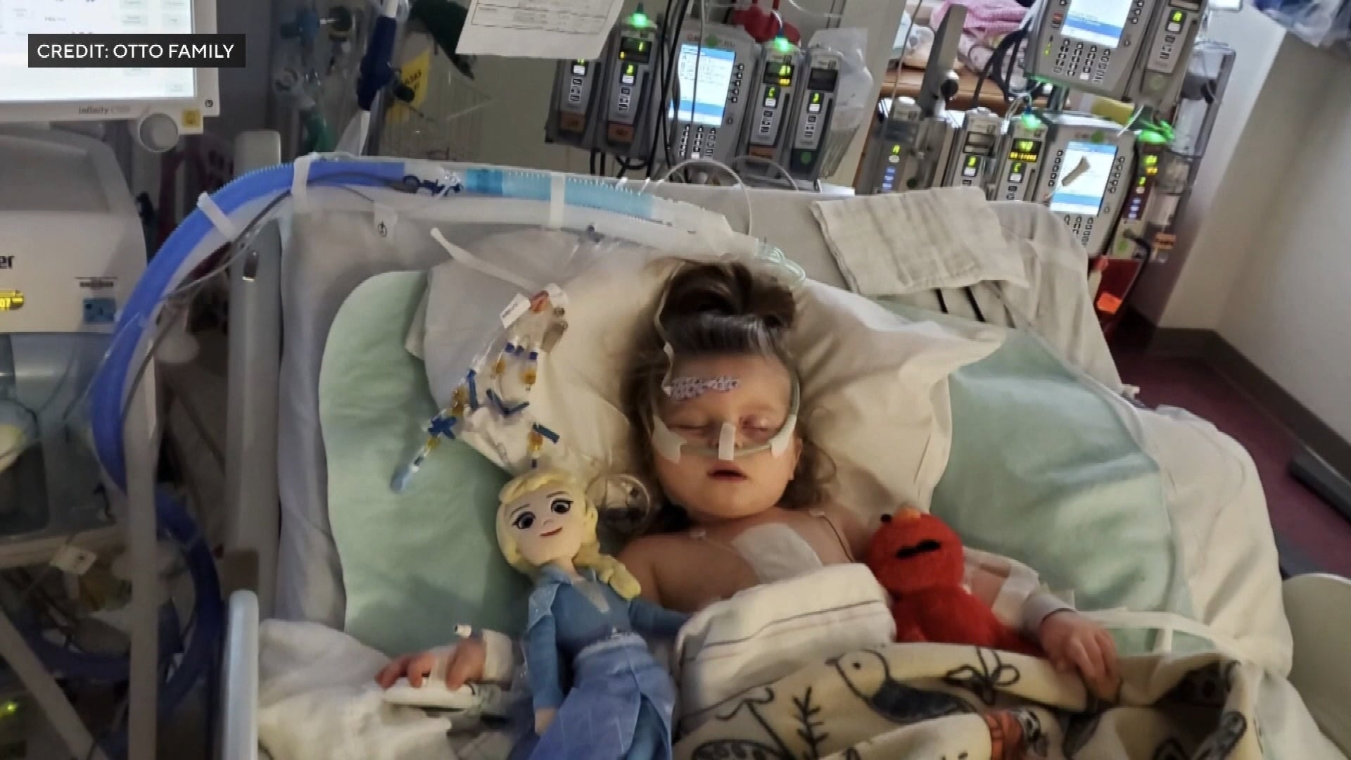 Little girl in hospital bed