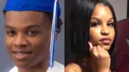 split image, on left graduation portrait of Corntrail McKinley, Black man, smiling. On right Bryanna Dentman-Johnson, Black woman