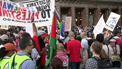 Pro-Palestinian Protesters Rally Outside DNC Convention