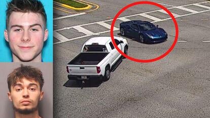 suspects in stolen car case / blue ferrari with red circle