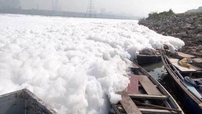 Toxic Foam Covers Sacred River