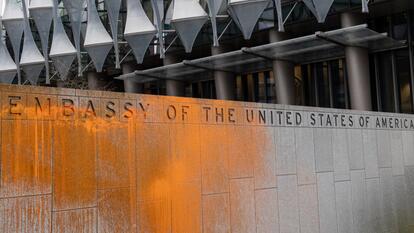 Members of climate activism group, Just Stop Oil, were arrested for spray painting the American Embassy in London to protest the US Presidential Election.