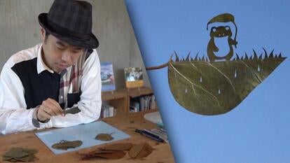 Japanese Artist Known for His Specialty of Leaf Carving