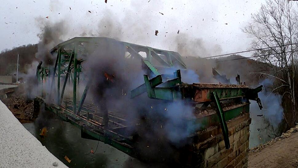 The Gassaway Bridge in West Virginia was deliberately imploded.