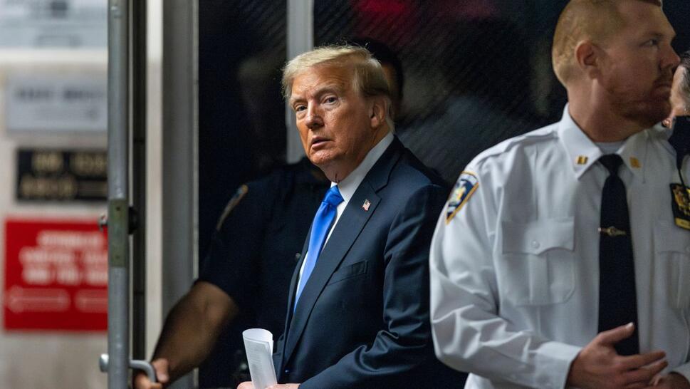 Former U.S. President Donald Trump arrives to the courthouse as the jury is scheduled to continue deliberations for his hush money trial at Manhattan Criminal Court on May 30, 2024 in New York City.
