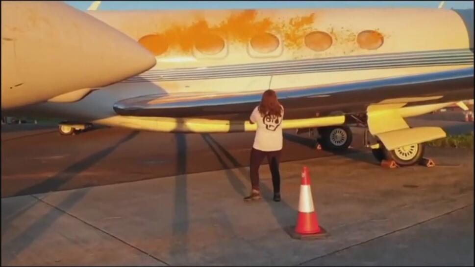 Climate Vandals Attempt to Spray Paint Taylor Swift's Jet