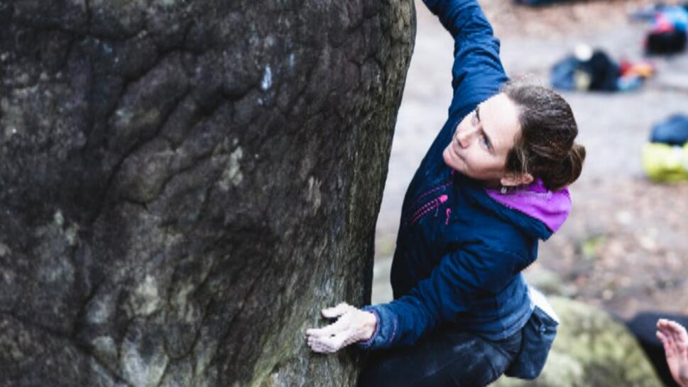 Beth Rodden Climbing Rock Face
