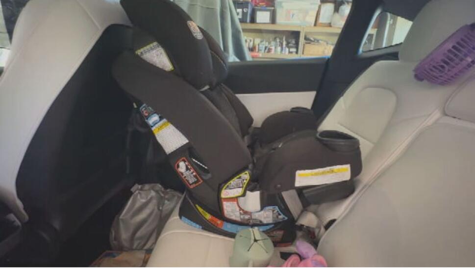 Car seat in back of car