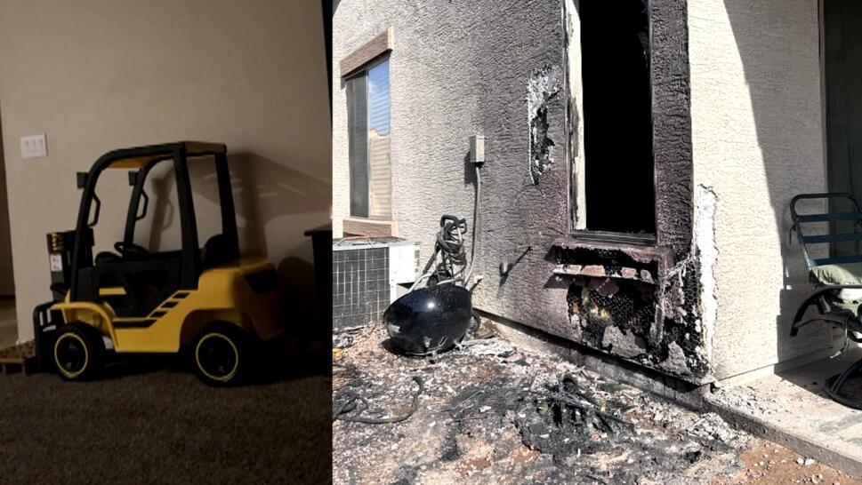Toy Forklift Sets on Fire After Battery Overheats